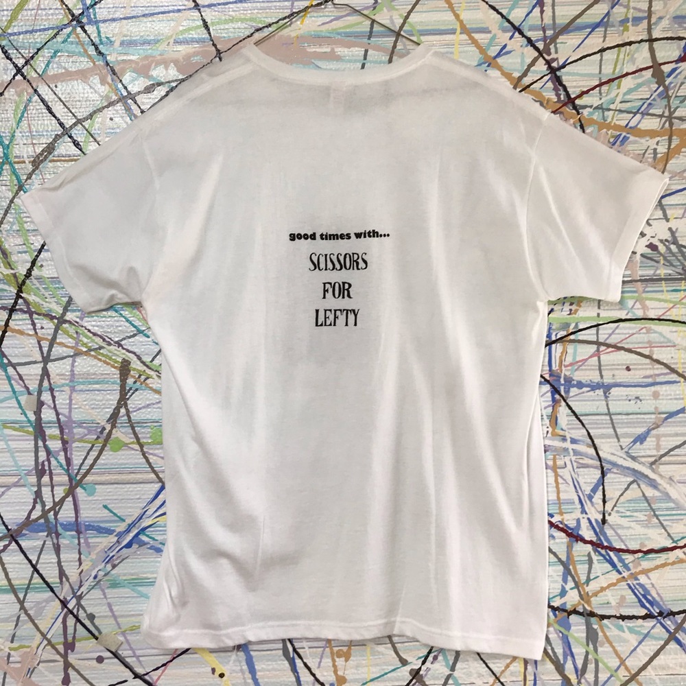 Scissors For Lefty white cotton graphic band tee - Picture 8 of 8